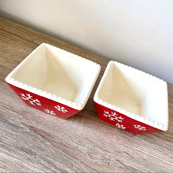 Set-of-2 Square Christmas Bowls Decor - by Savino Designs - RARE PATTERN - Picture 2 of 7
